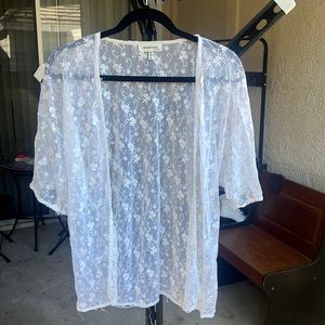 Off white floral, sheer tunic